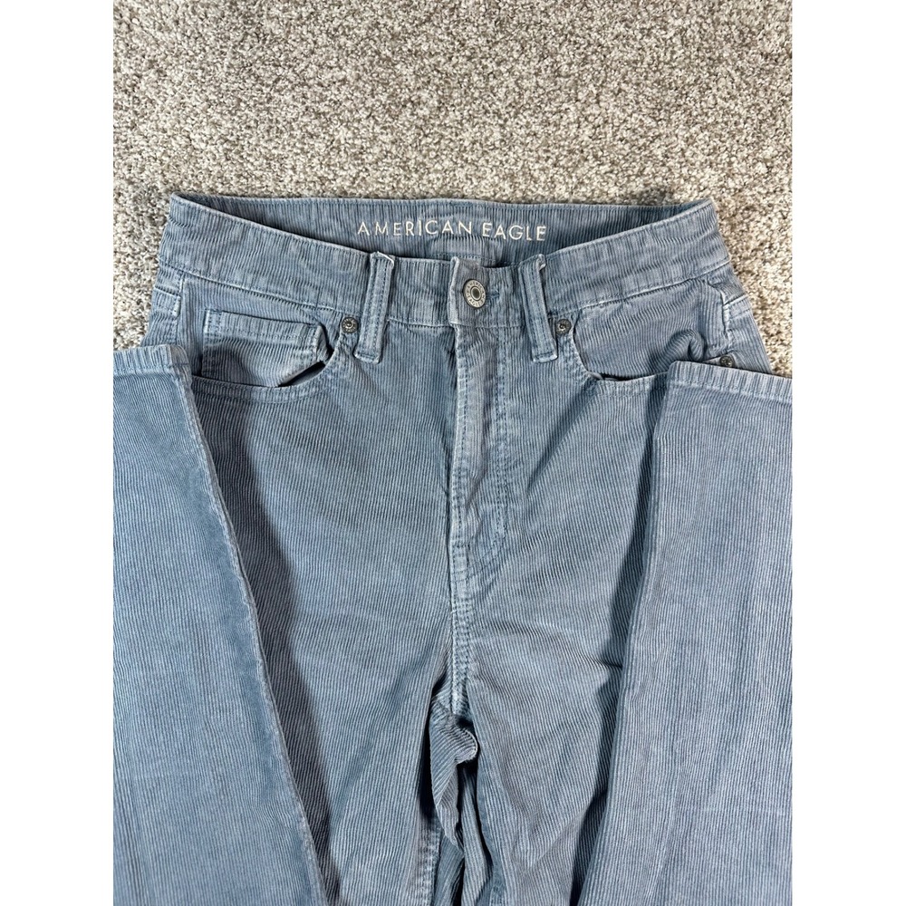 American Eagle Corduroy Pants Blue Gray Straight Leg Five Pocket Size 27x30